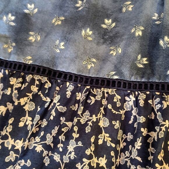 GAP Blue Mixed Tiered Floral Boho Cotton Midi Skirt Size Large Petite - Picture 6 of 14